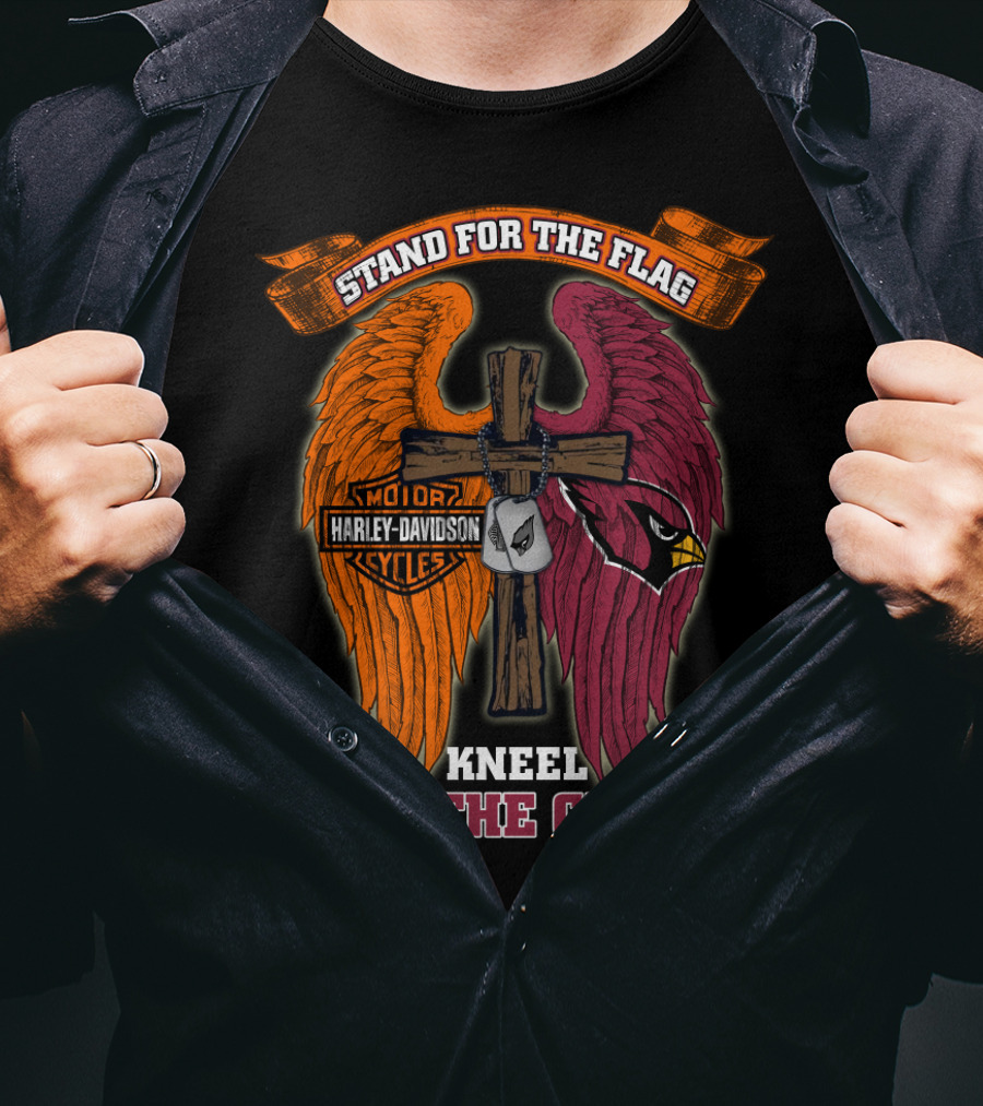 Stand For The Flag Kneel For The Cross Harley Davidson Motor Cycles Arizona Cardinals T-Shirt