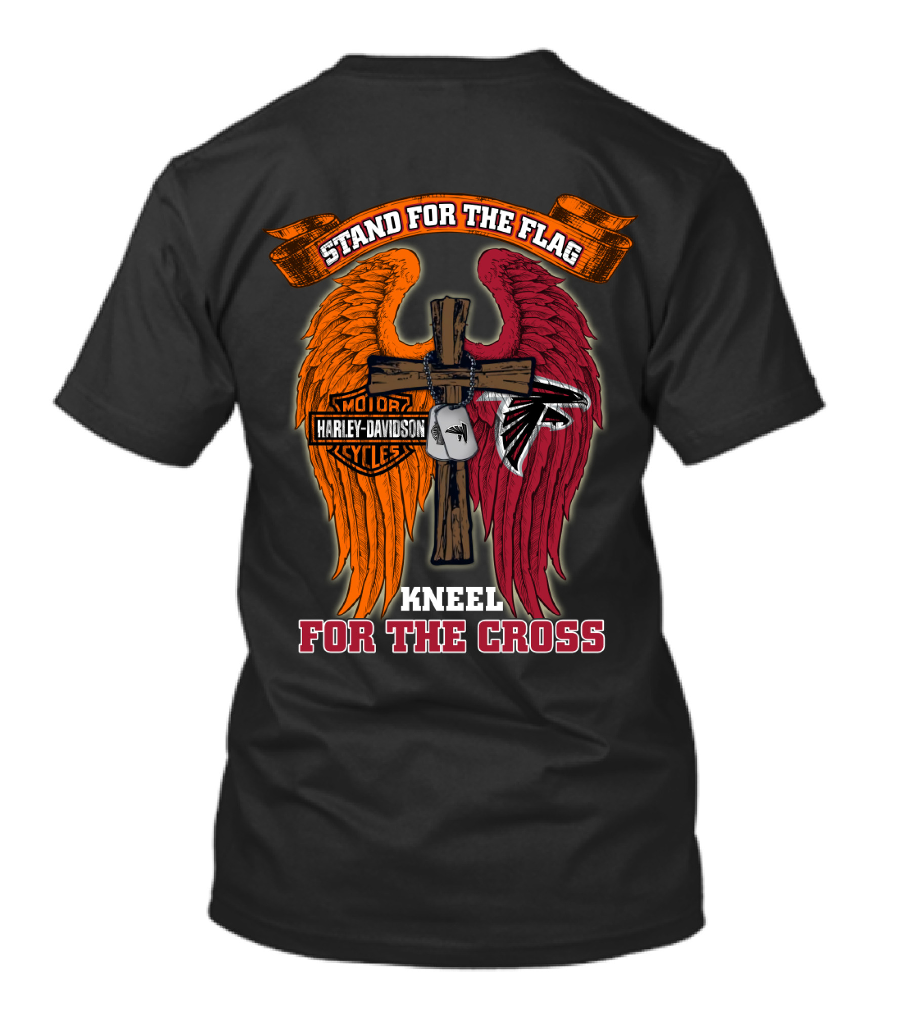 Stand For The Flag Kneel For The Cross Harley Davidson Atlanta Falcons T-Shirt