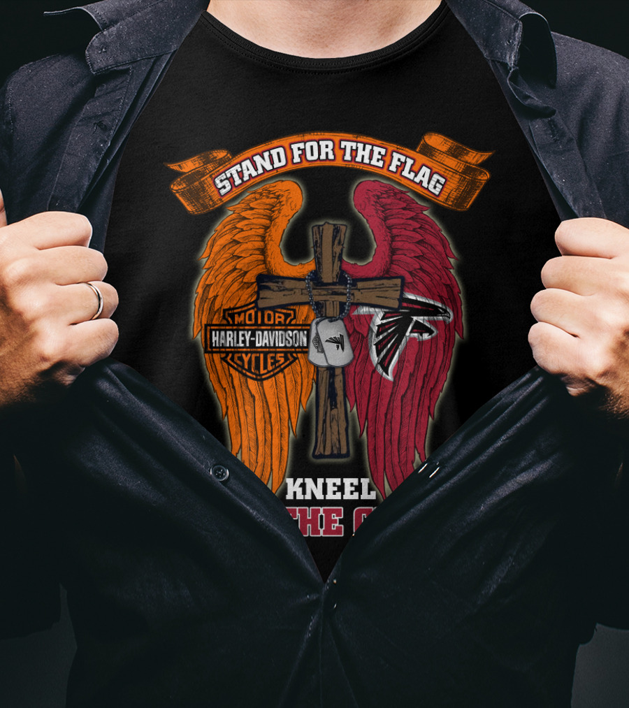 Stand For The Flag Kneel For The Cross Harley Davidson Atlanta Falcons T-Shirt