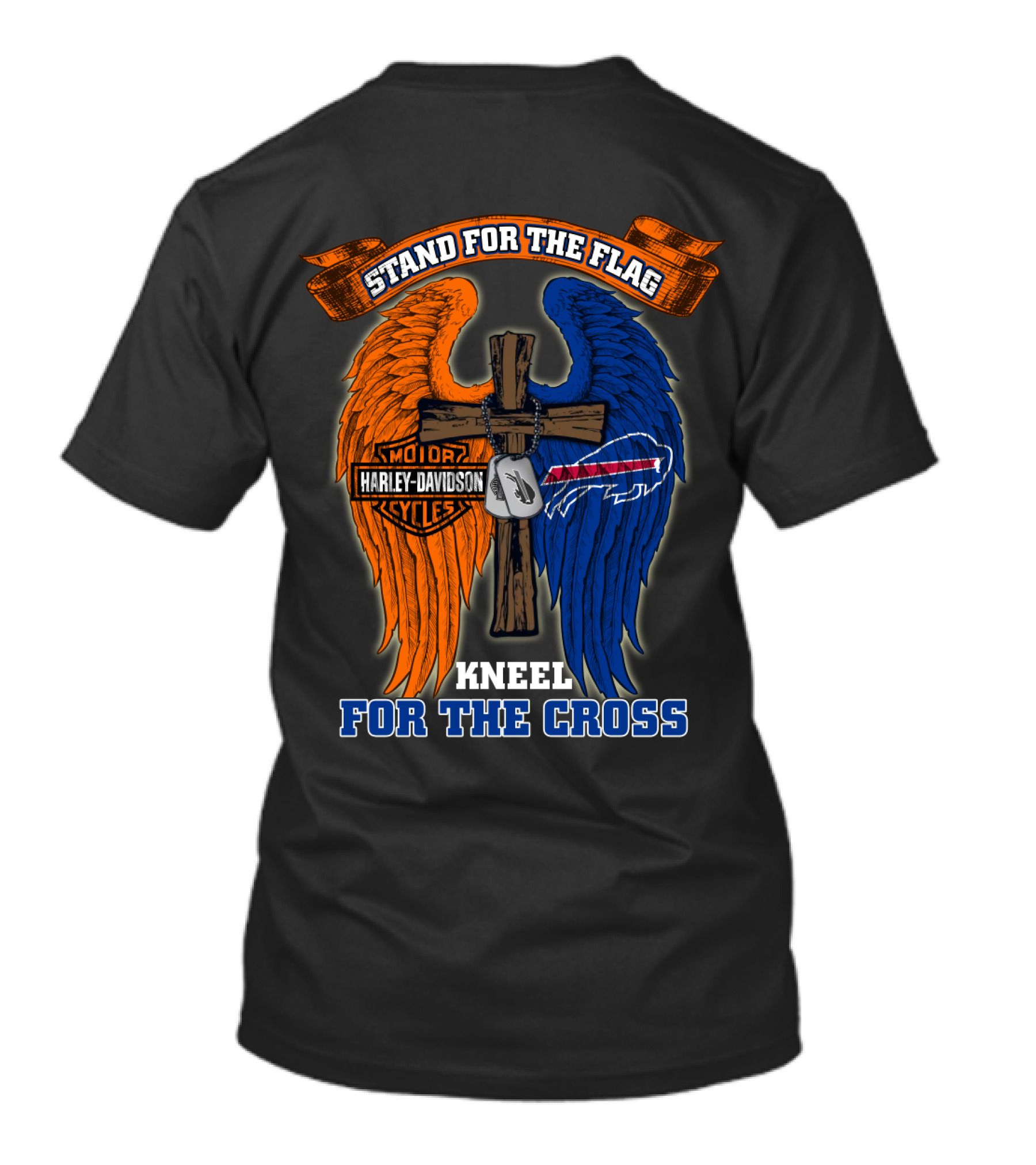 Stand For The Flag Kneel For The Cross Harley Davidson Buffalo Bills T-Shirt