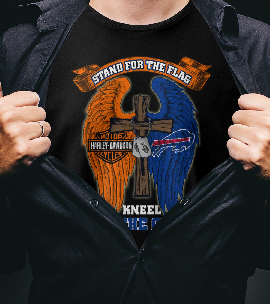 Stand For The Flag Kneel For The Cross Harley Davidson Buffalo Bills T-Shirt