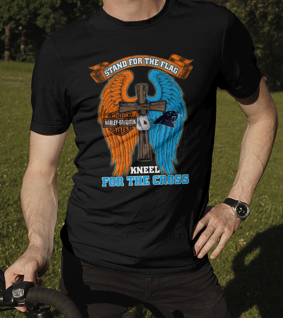 Stand For The Flag Kneel For The Cross Harley Davidson Carolina Panthers T-Shirt