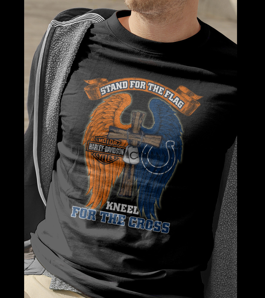 Stand For The Flag Kneel For The Cross Harley Davidson Indianapolis Colts T-Shirt