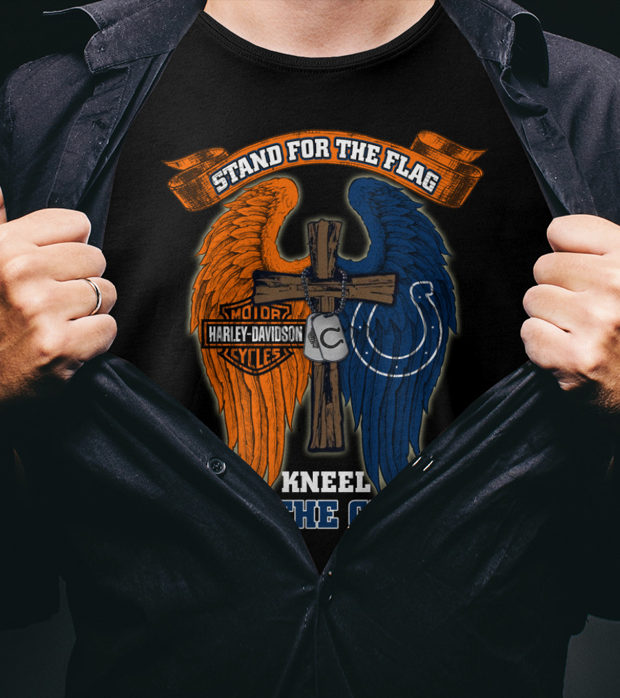 Stand For The Flag Kneel For The Cross Harley Davidson Indianapolis Colts T-Shirt