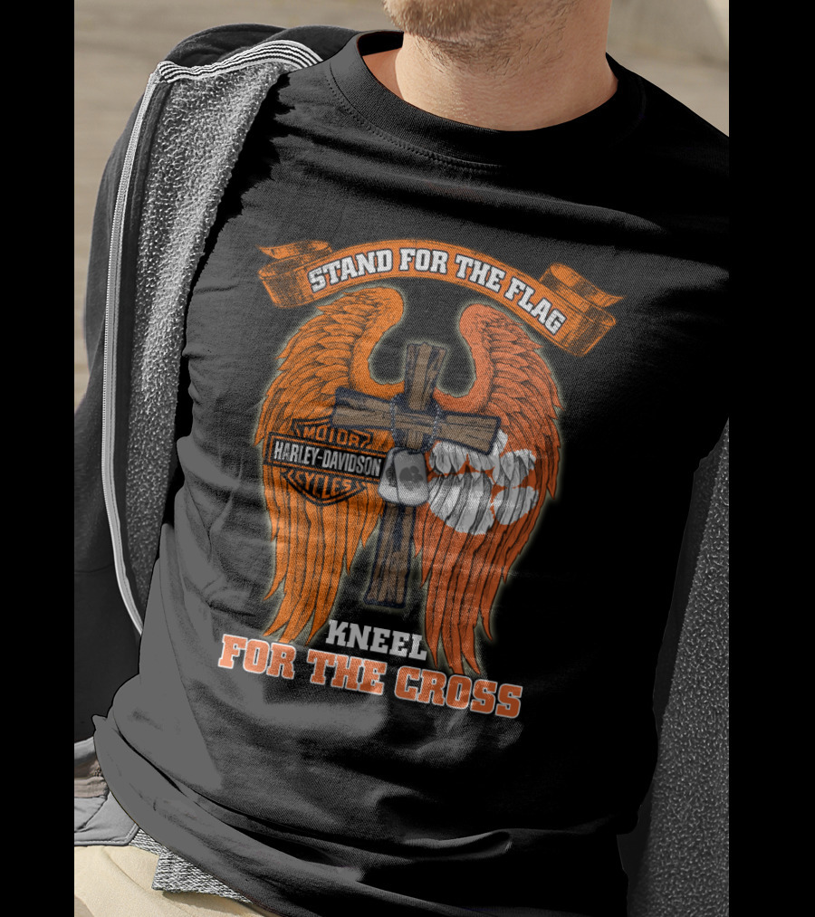 Stand For The Flag Kneel For The Cross Harley Davidson Clemson Tigers T-Shirt