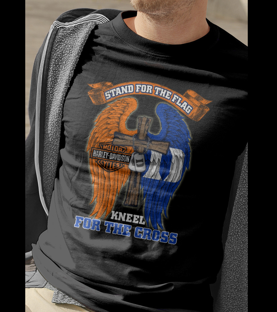 Stand For The Flag Kneel For The Cross Harley Davidson Duke Blue Devils T-Shirt