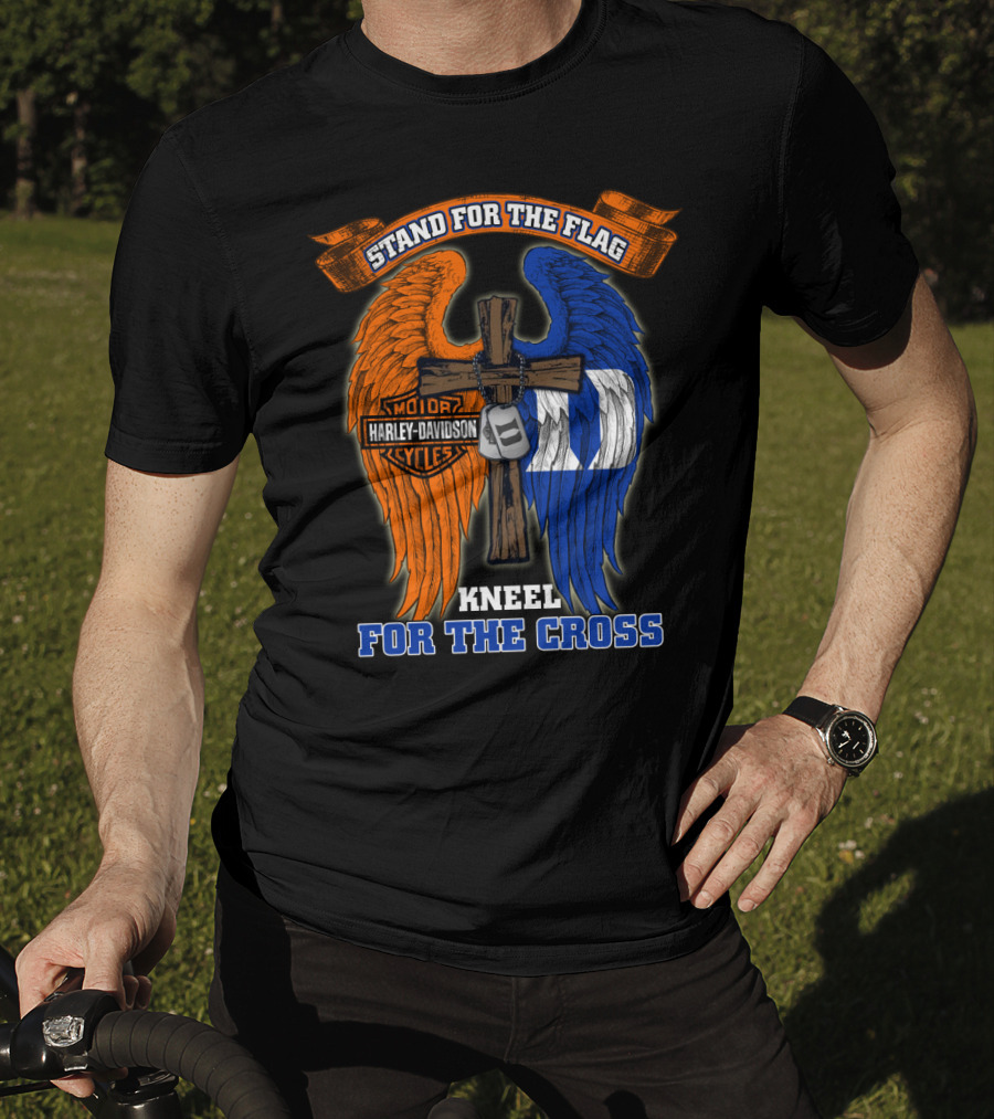 Stand For The Flag Kneel For The Cross Harley Davidson Duke Blue Devils T-Shirt