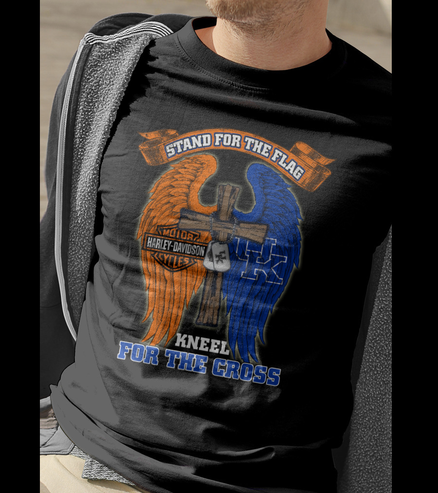 Stand For The Flag Kneel For The Cross Harley Davidson Kentucky Wildcats T-Shirt