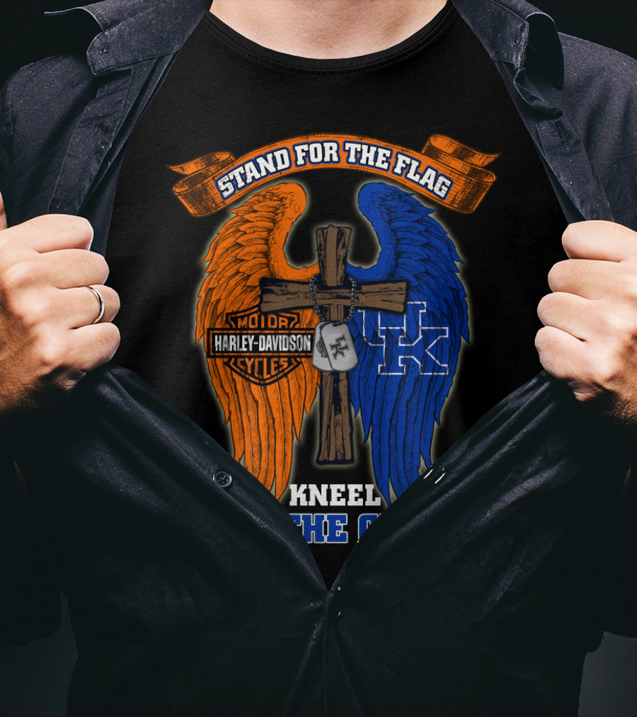 Stand For The Flag Kneel For The Cross Harley Davidson Kentucky Wildcats T-Shirt