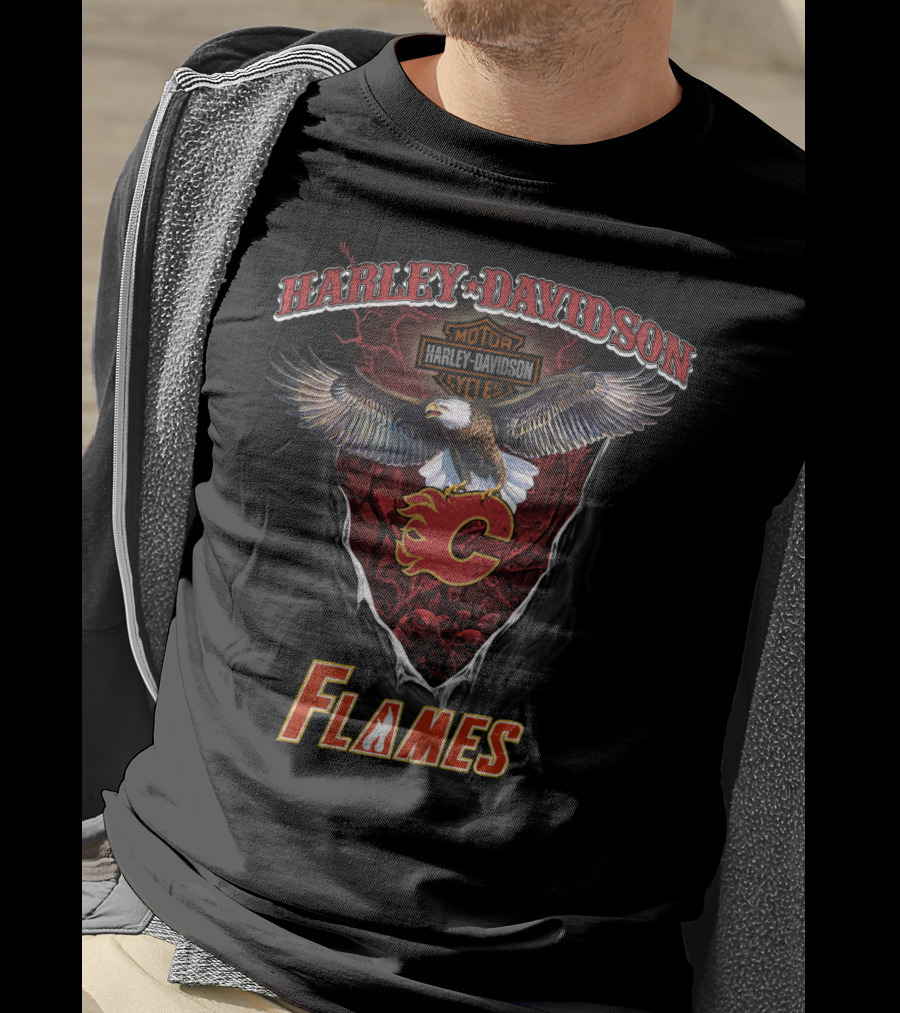 Harley Davidson Motor Eagle Calgary Flames T-Shirt