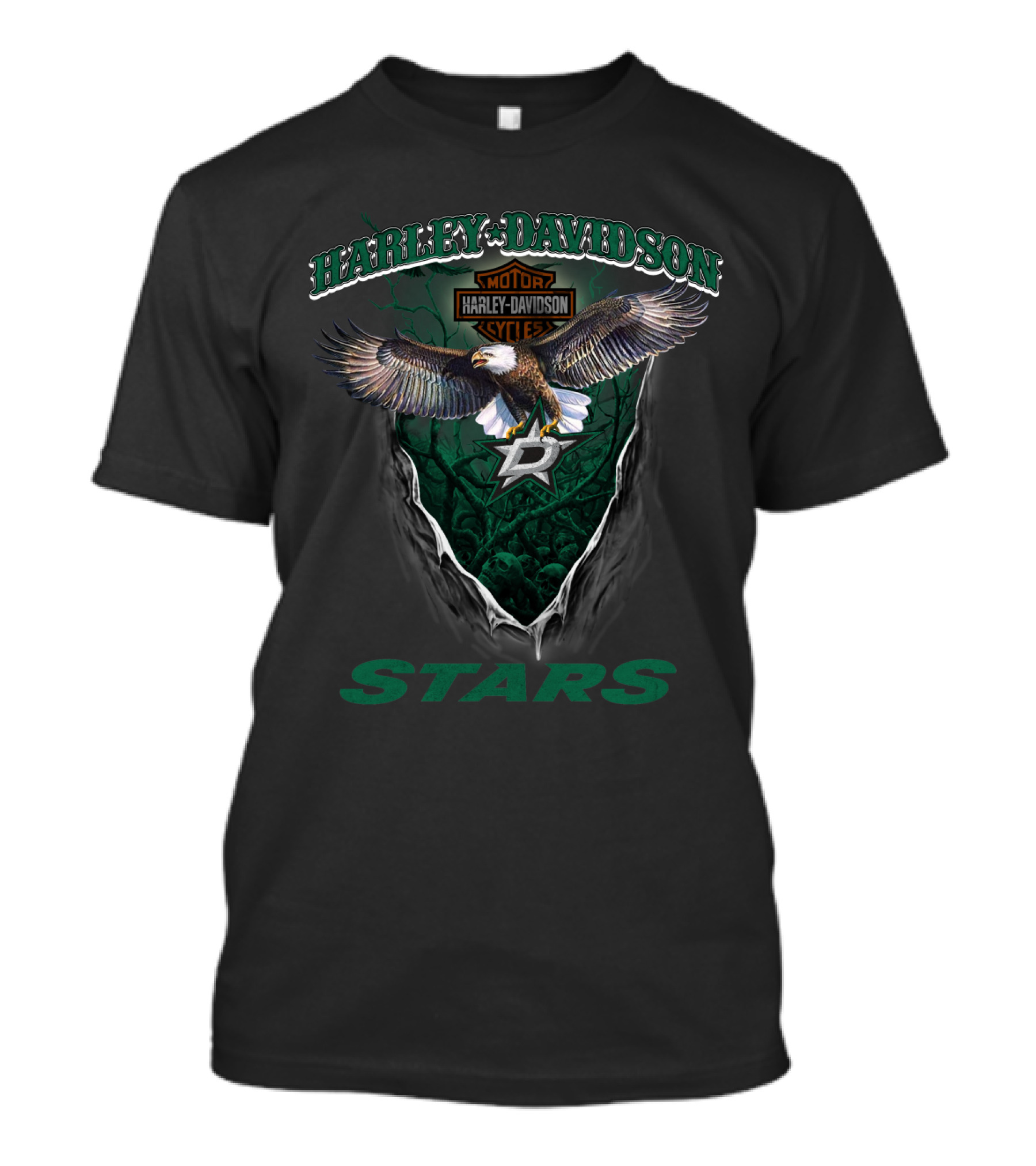 Harley Davidson Dallas Stars Eagle Motor-Cycle T-Shirt