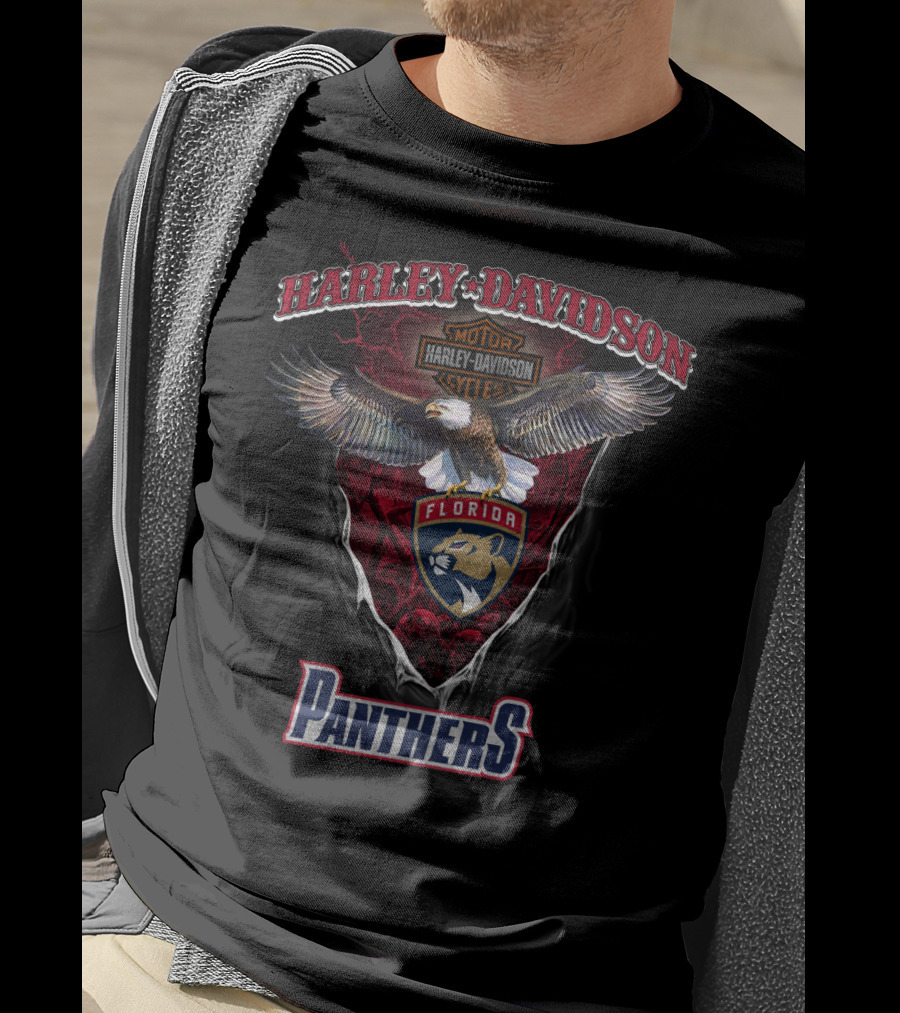 Harley Davidson Florida Panthers Nhl Motorcycle Emblem Eagle T-Shirt