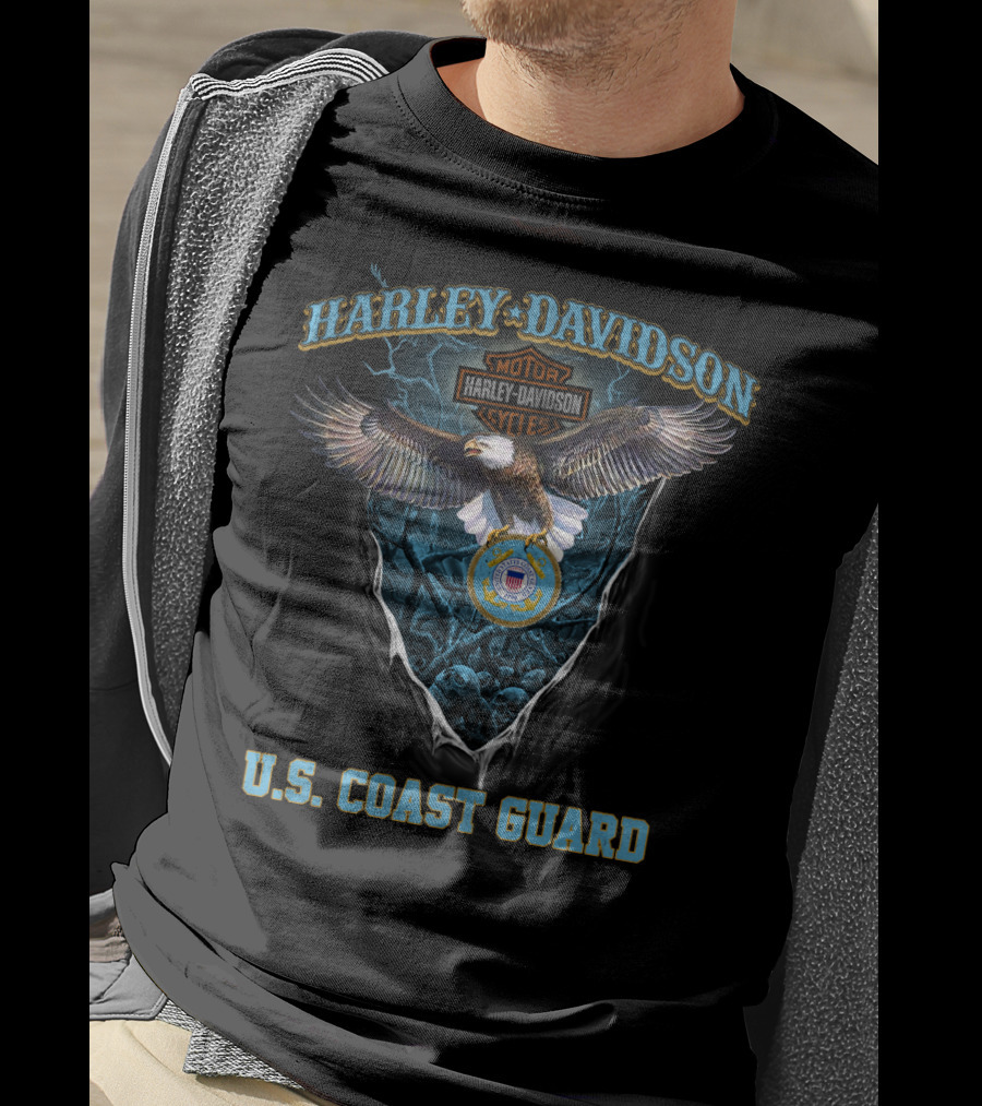 Harley Davidson U.s. Coast Guard Eagle Motor Cycles T-Shirt