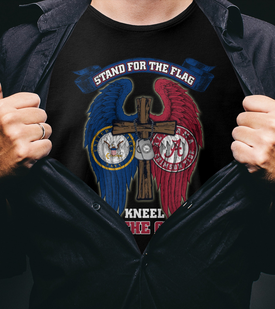 Stand For The Flag Kneel For The Cross Us Navy Alabama Crimson Tide T-Shirt
