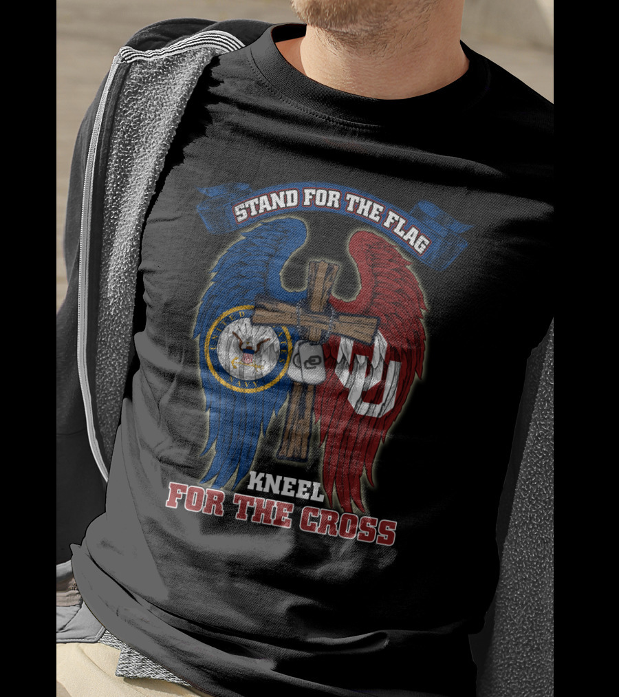 Stand For The Flag Kneel For The Cross Us Navy Oklahoma Sooners T-Shirt