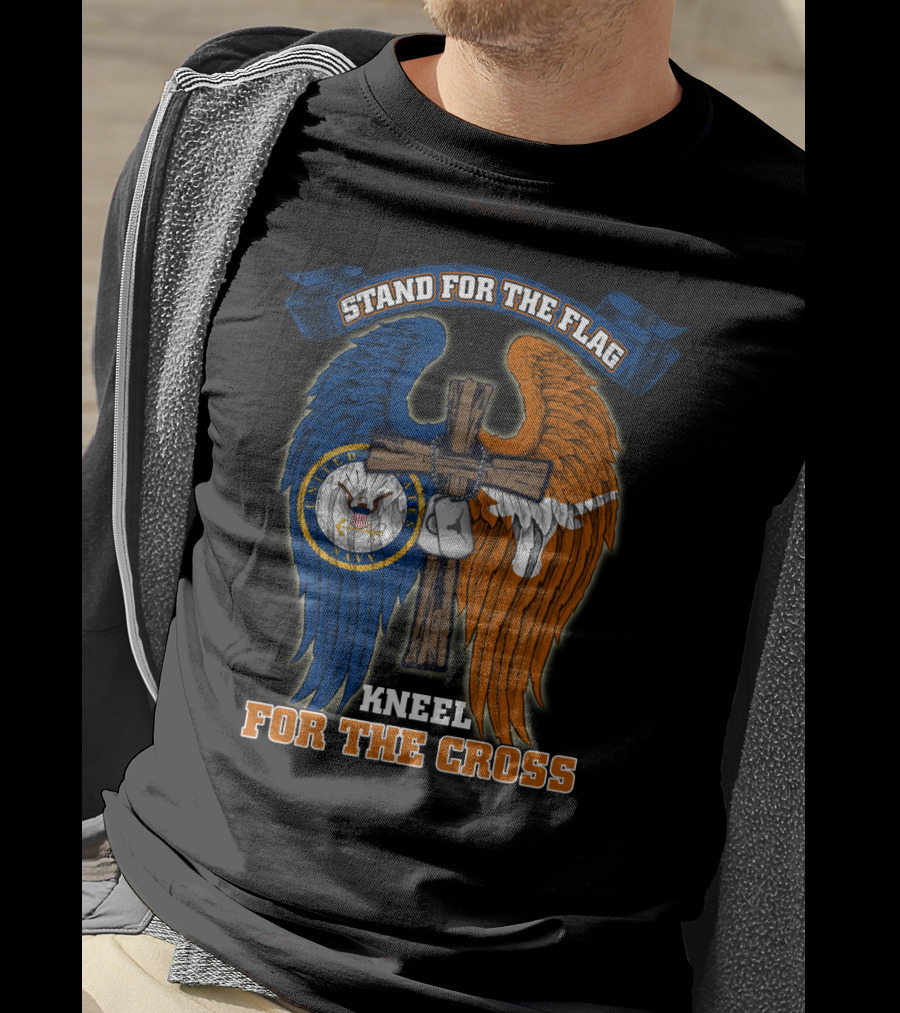 Stand For The Flag Kneel For The Cross Us Navy Texas Longhorns T-Shirt