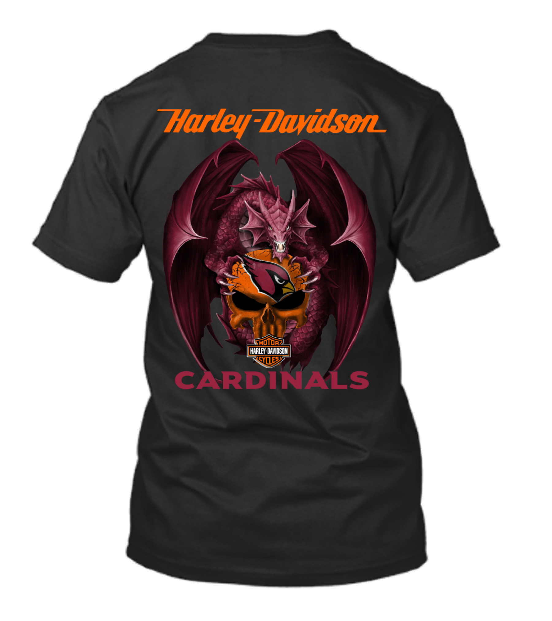 Harley Davidson Arizona Cardinals Dragon Rojo Y Negro Nfl T-Shirt