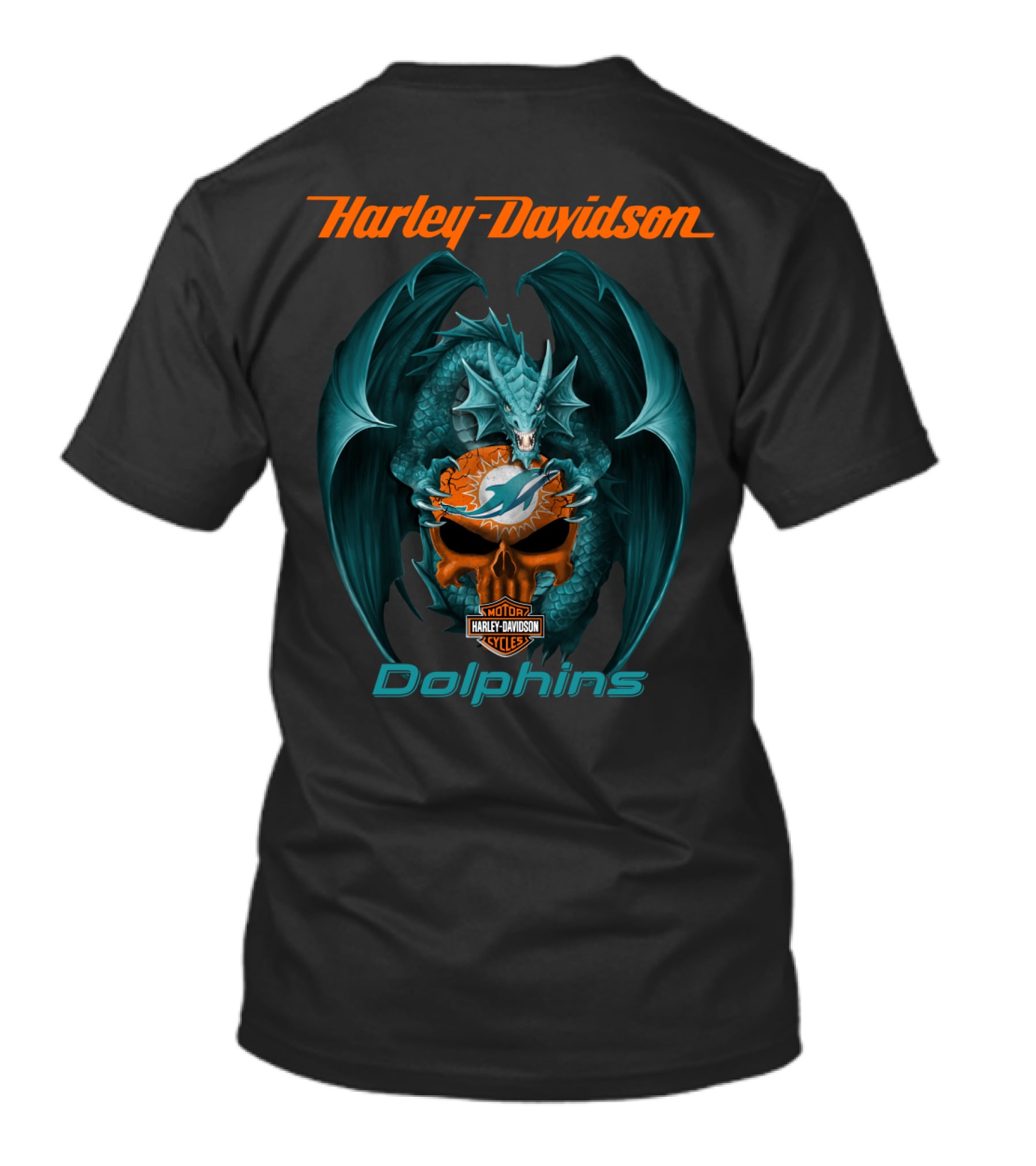 Harley Davidson Miami Dolphins Motor Cycles Dragon T-Shirt
