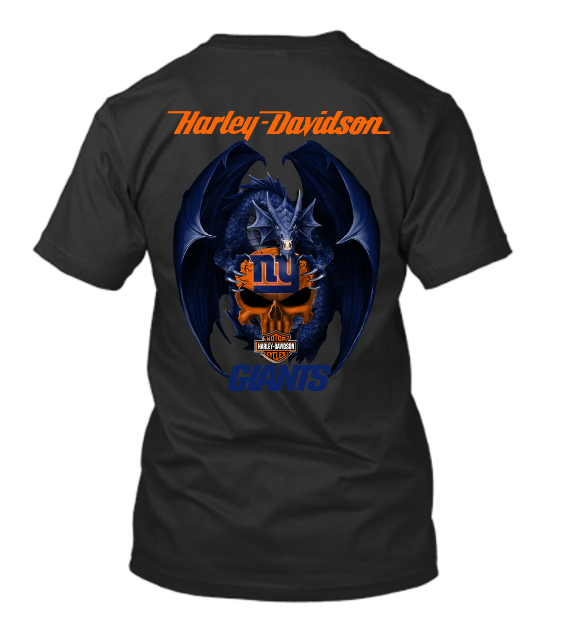 Harley Davidson New York Giants Blue Dragon T-Shirt