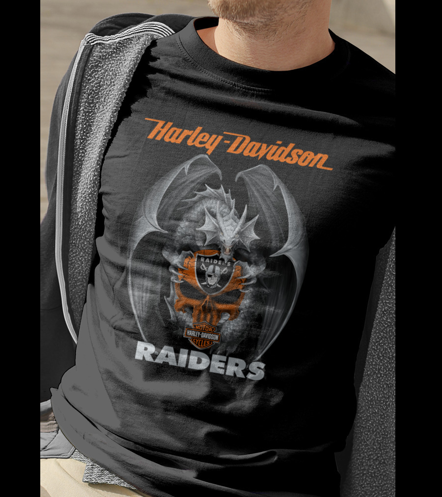 Harley Davidson Raiders Dragon Shield Motorcycles T-Shirt