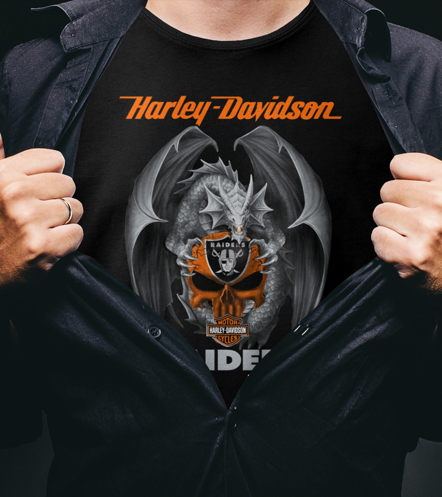 Harley Davidson Raiders Dragon Shield Motorcycles T-Shirt
