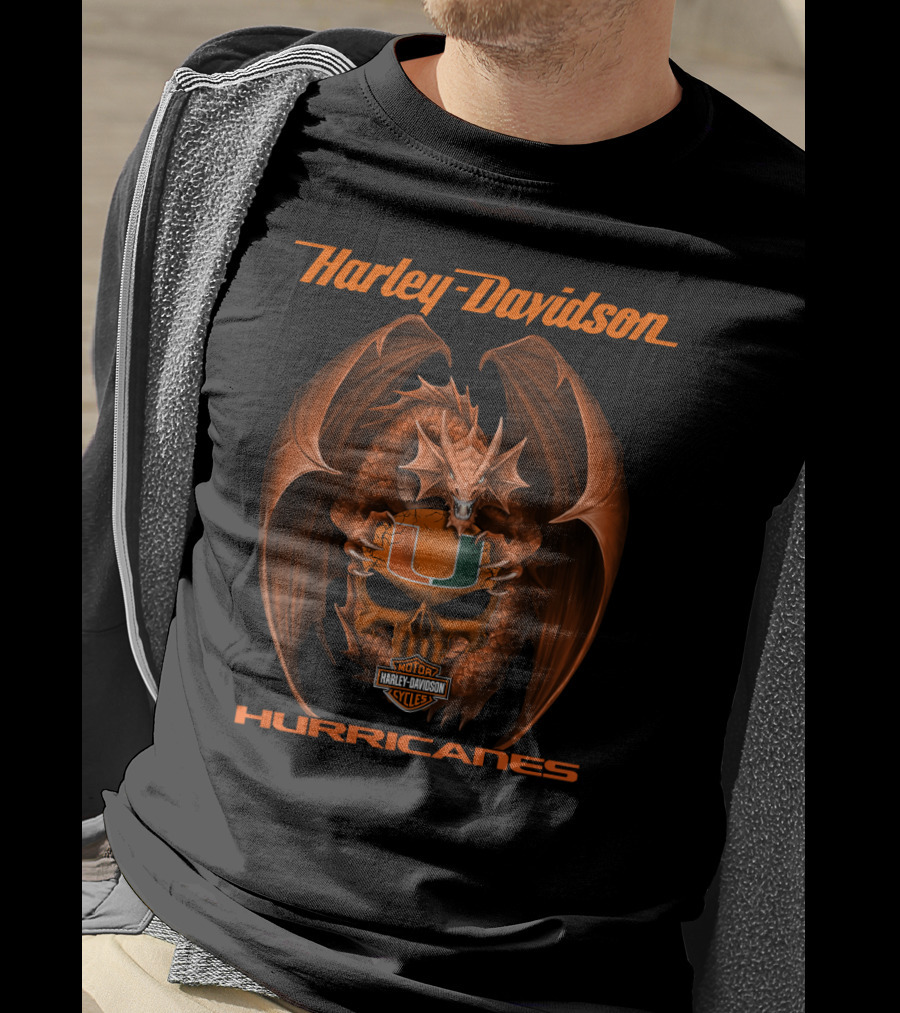 Harley Davidson Hurricanes Dragon Miami Motor Cycles T-Shirt