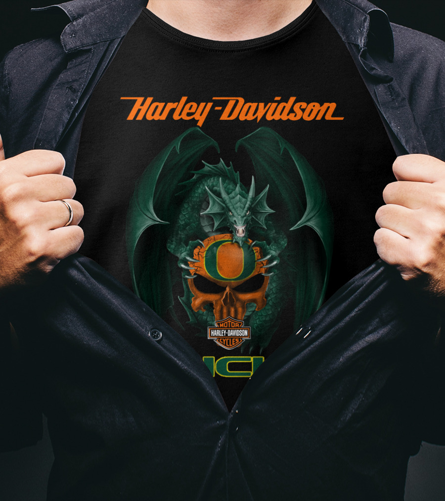Harley Davidson Oregon Ducks Dragon Motorcycles T-Shirt