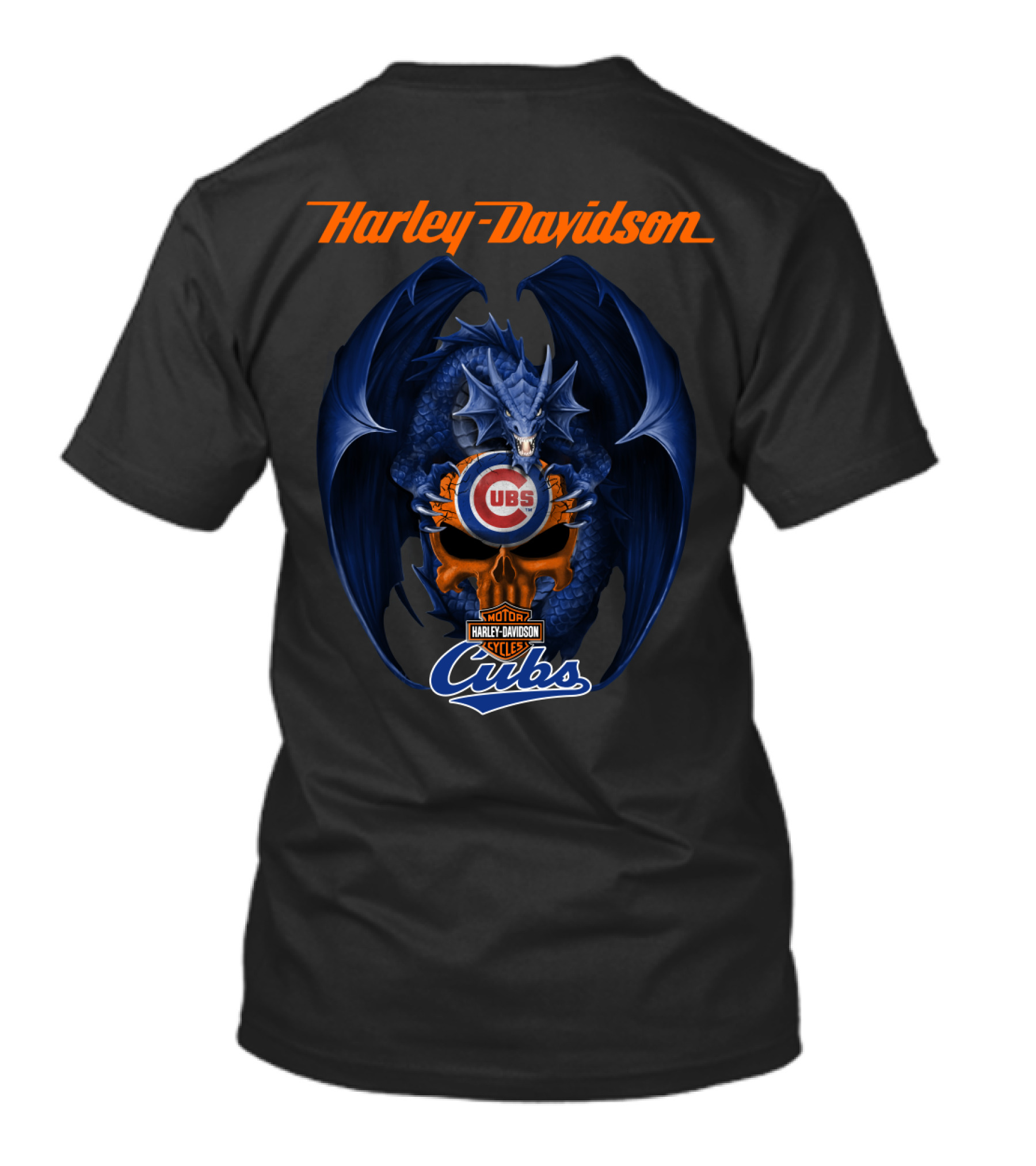 Harley Davidson Chicago Cubs Dragon Motor Cycles T-Shirt