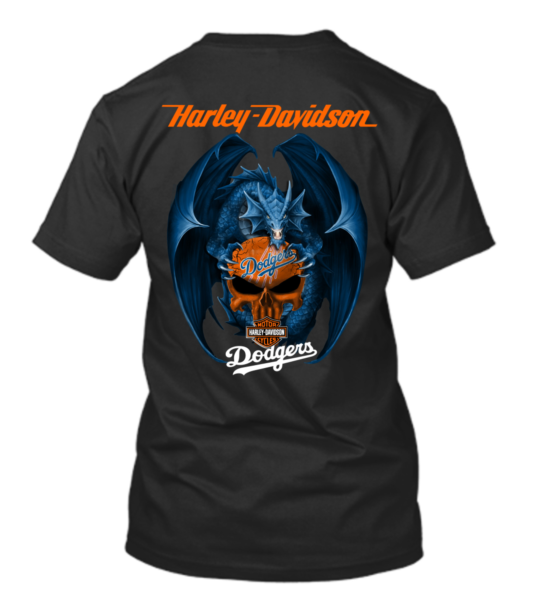 Harley Davidson Los Angeles Dodgers Blue Dragon Motor Cycles T-Shirt