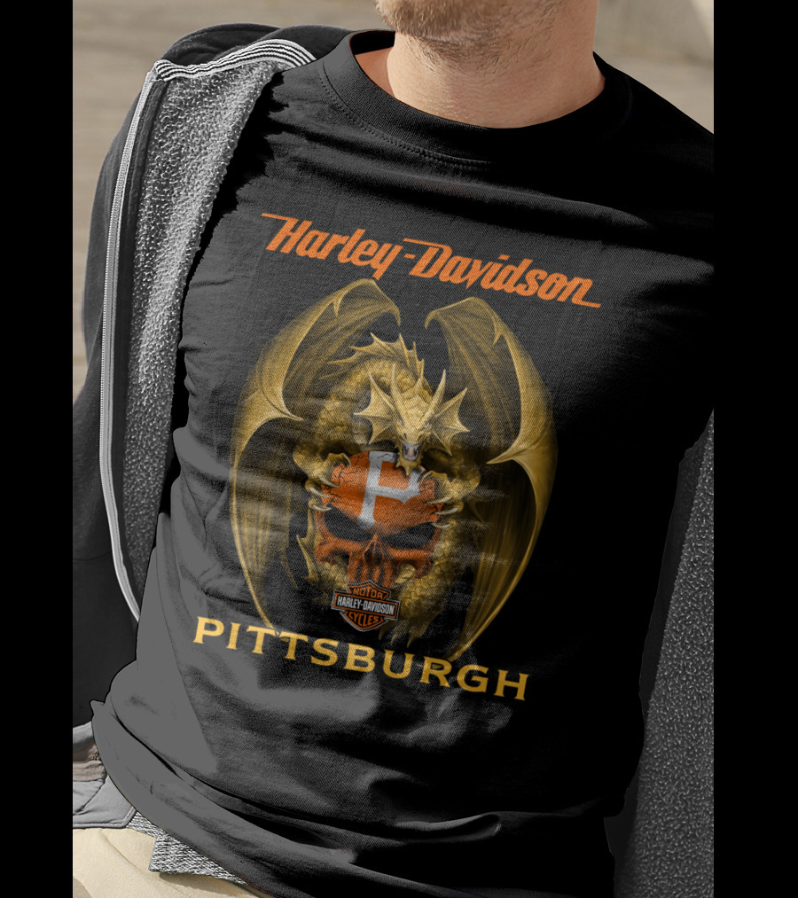 Harley Davidson Pittsburgh Dragon Motor Cycles T-Shirt