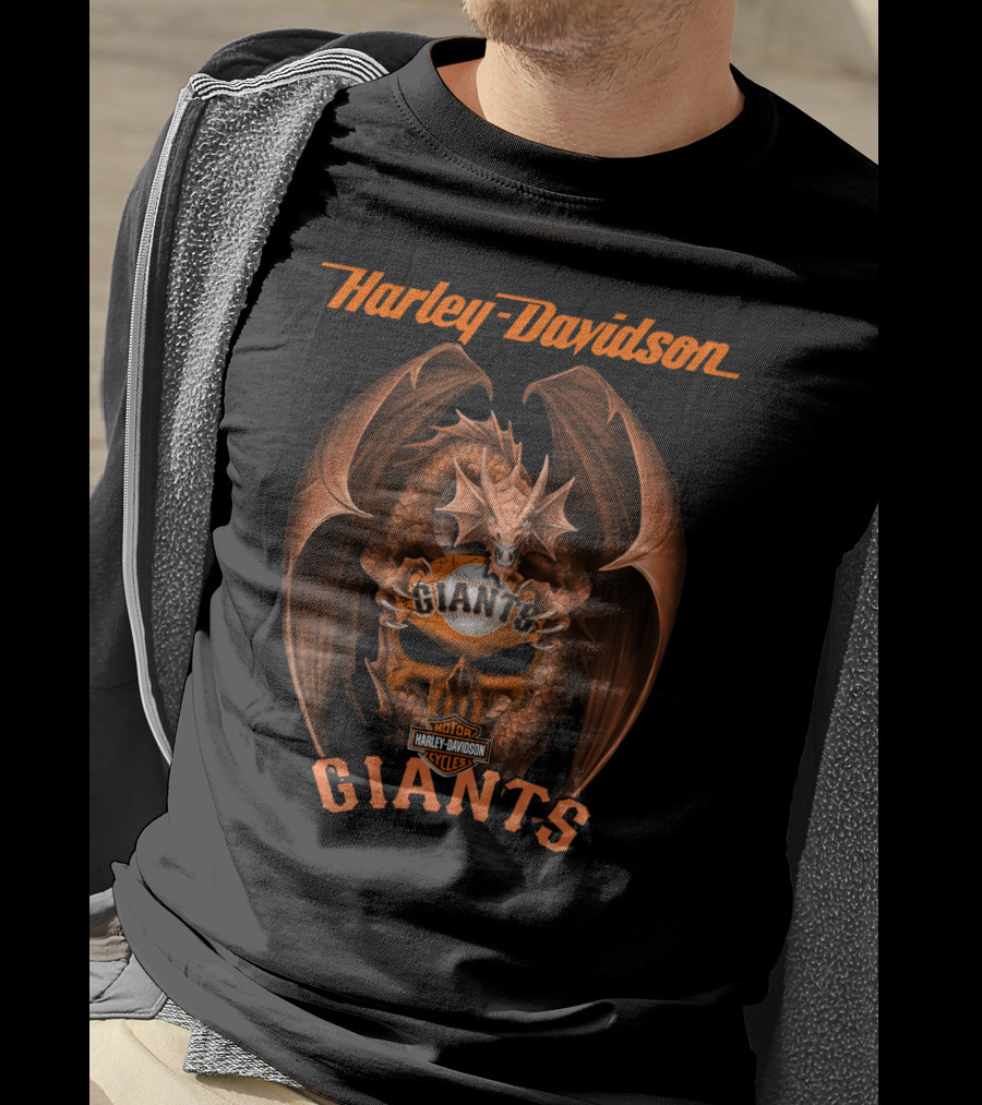 Harley Davidson San Francisco Giants Dragon Motor Cycles T-Shirt