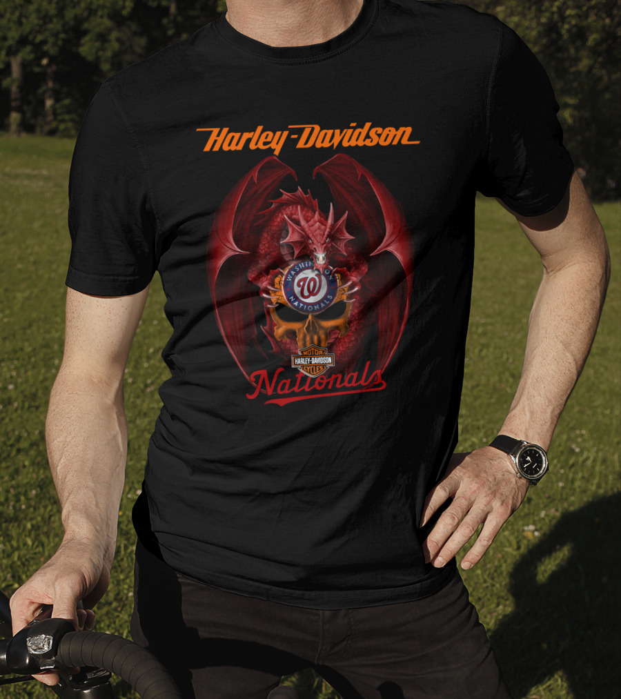 Harley Davidson Washington Nationals Dragon Motor Cycles T-Shirt