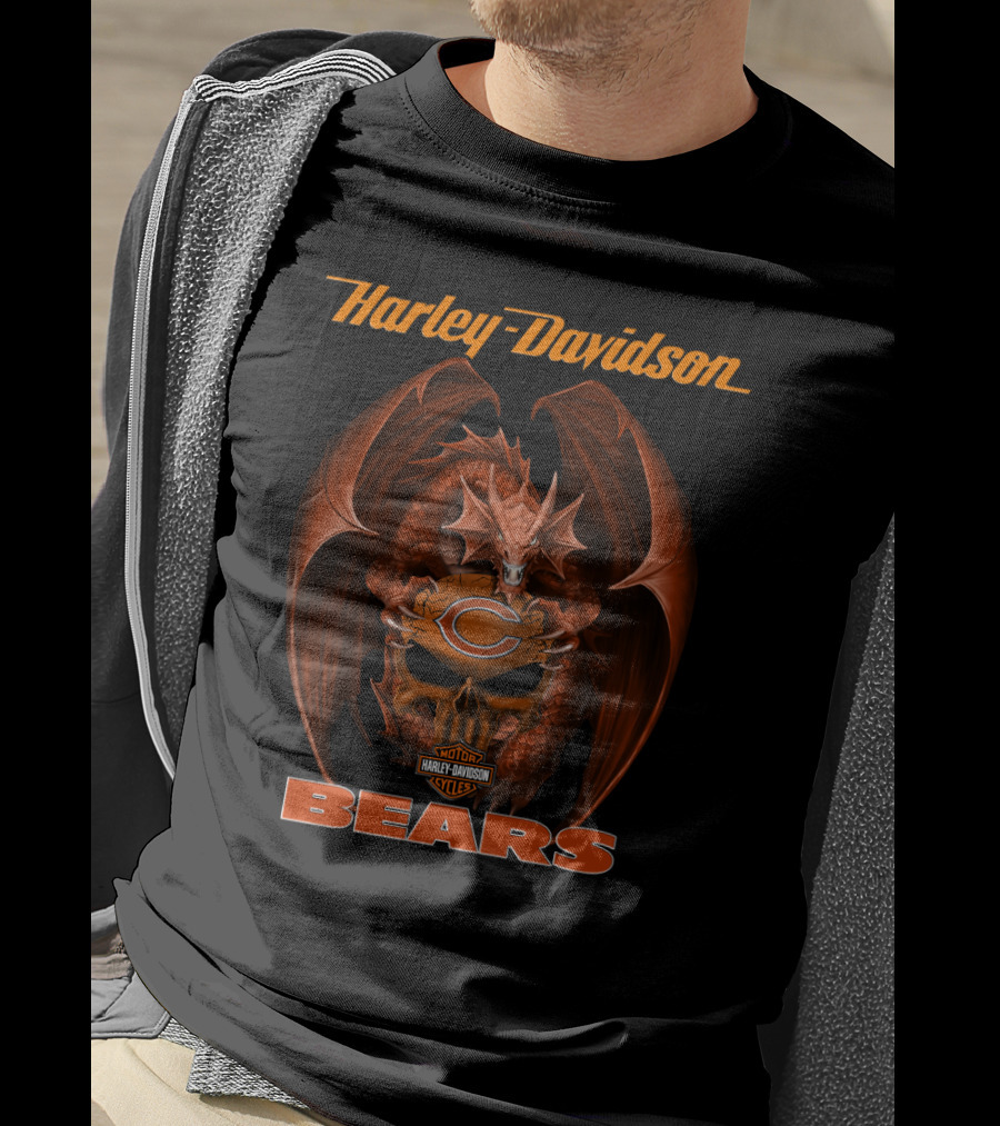 Harley Davidson Chicago Bears Dragon T-Shirt