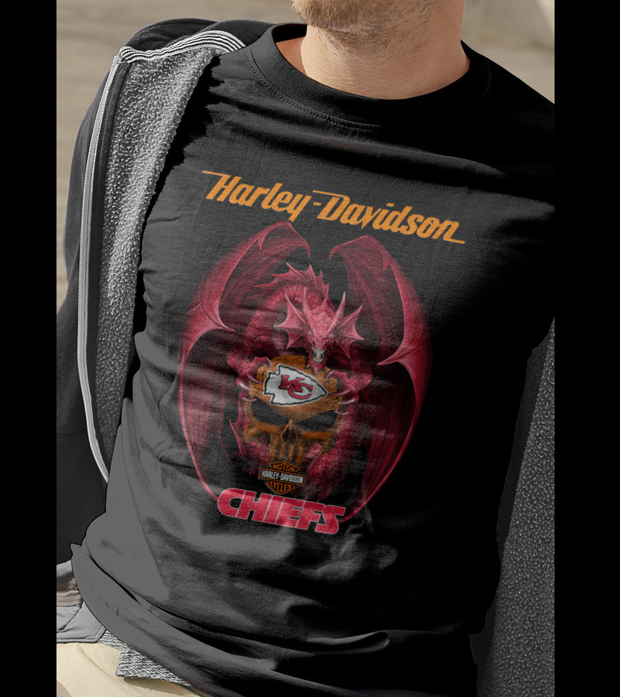 Harley Davidson Kansas City Chiefs Dragon Nfl Collaboration T-Shirt