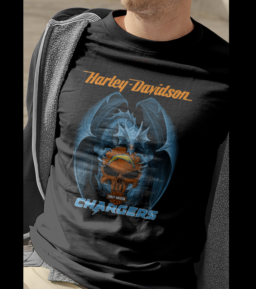 Harley Davidson Los Angeles Chargers Dragon Motorcycle T-Shirt