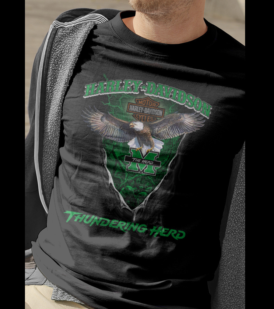 Harley Davidson Motorcycles Marshall Thundering Herd The Herd Eagle T-Shirt