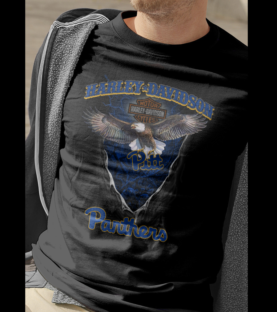 Harley Davidson Motor Pitt Panthers Eagle T-Shirt