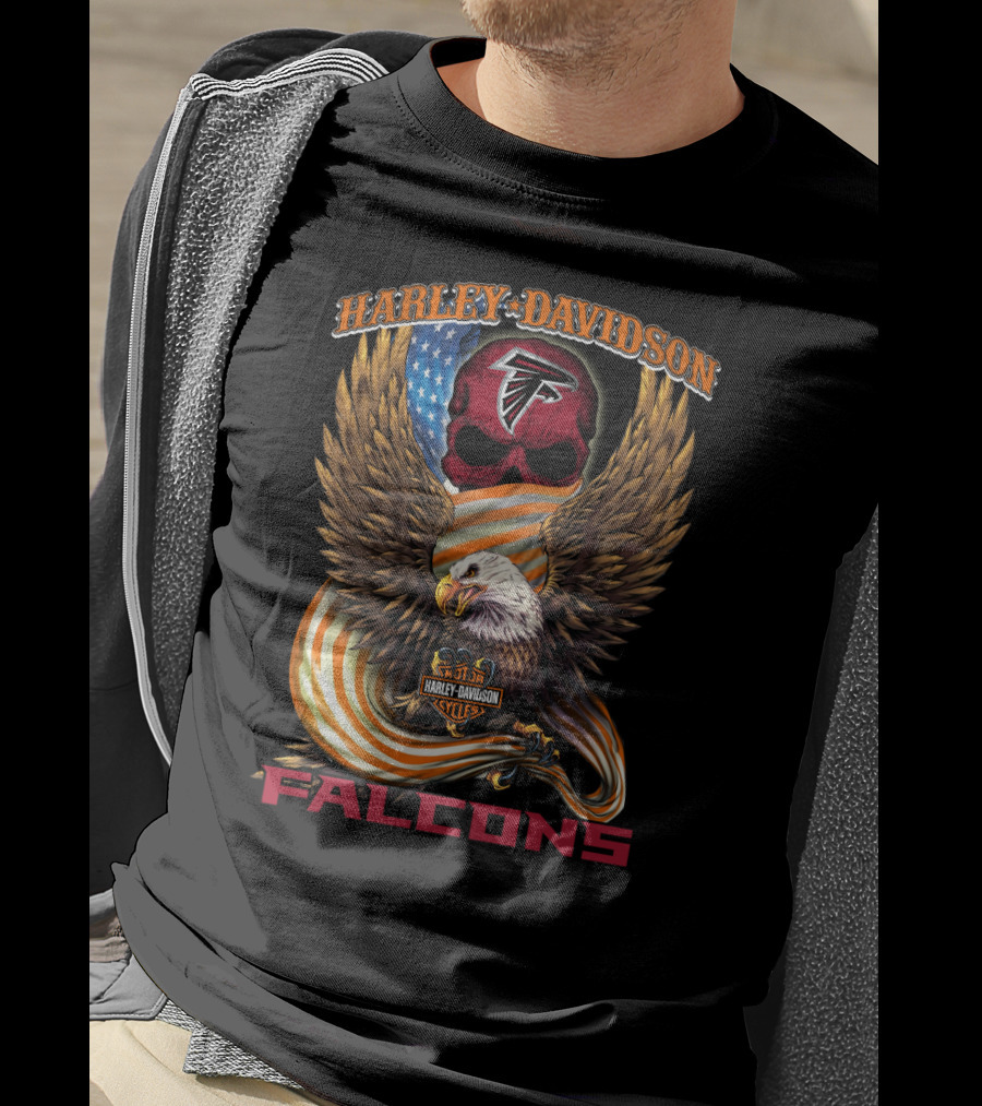 Harley Davidson Atlanta Falcons Cycles American Eagle T-Shirt