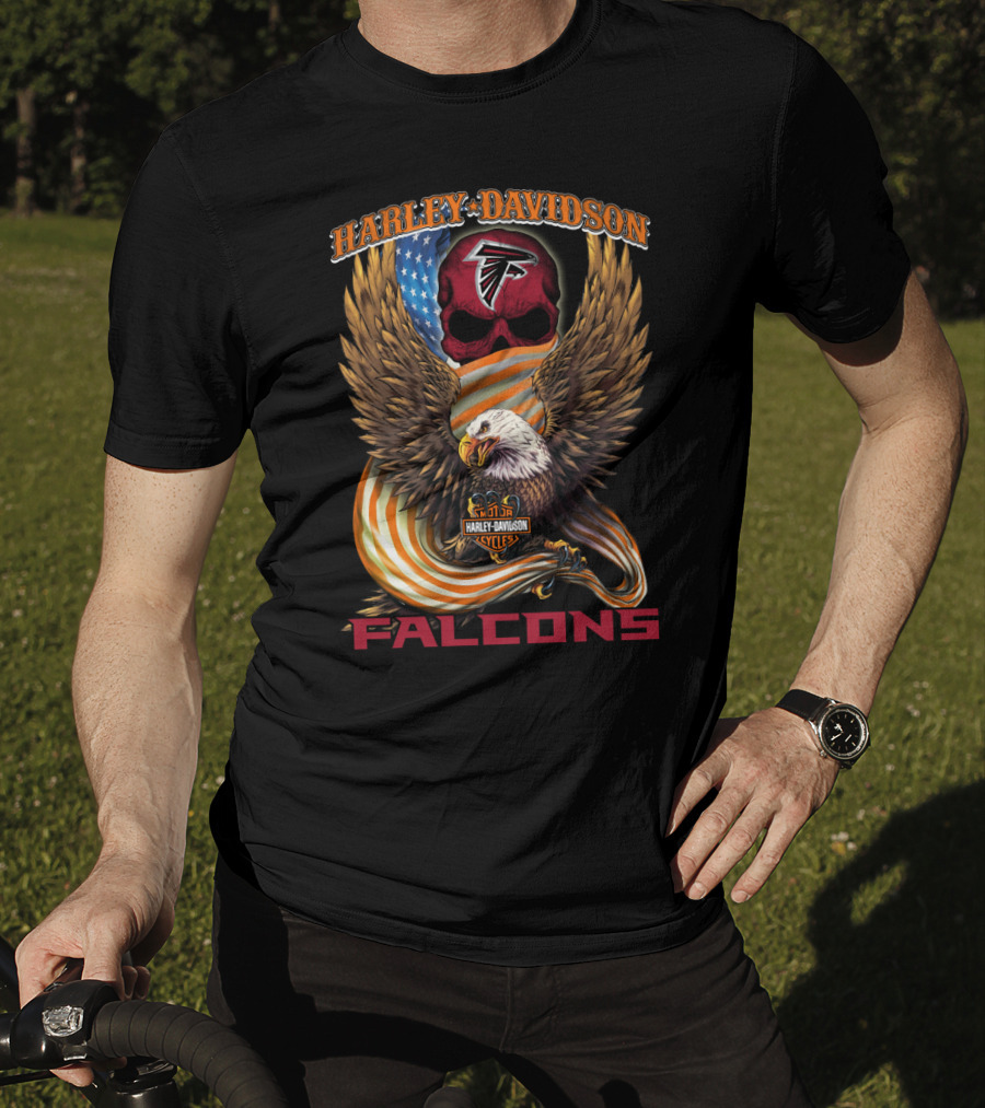 Harley Davidson Atlanta Falcons Cycles American Eagle T-Shirt