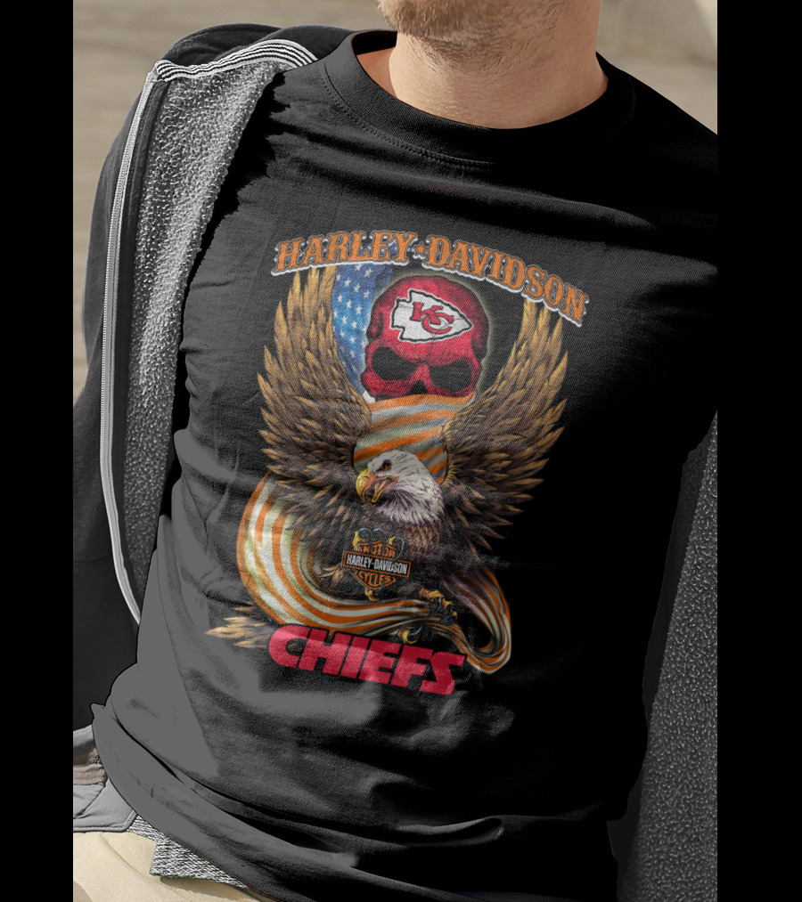 Harley Davidson Kansas City Chiefs Eagle And Skull T-Shirt