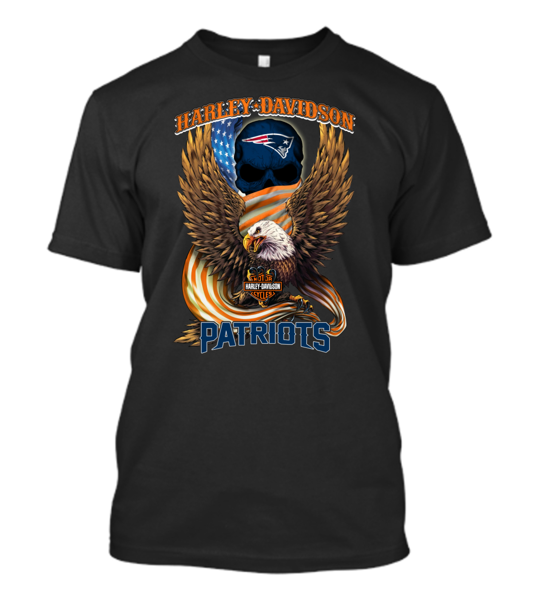 Harley Davidson Cycles New England Patriots American Eagle T-Shirt