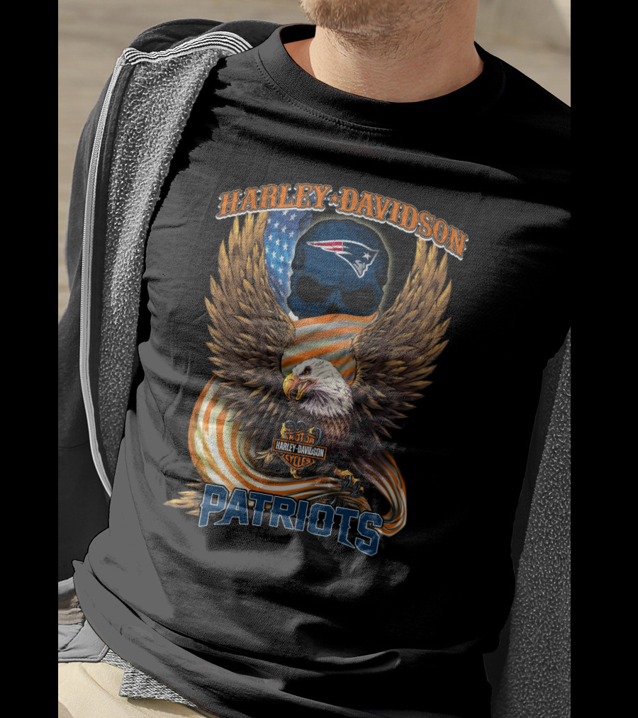 Harley Davidson Cycles New England Patriots American Eagle T-Shirt