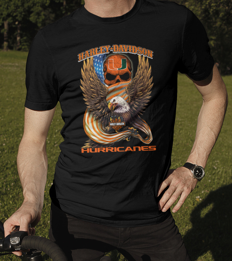 Harley Davidson Miami Hurricanes Usa Eagle T-Shirt