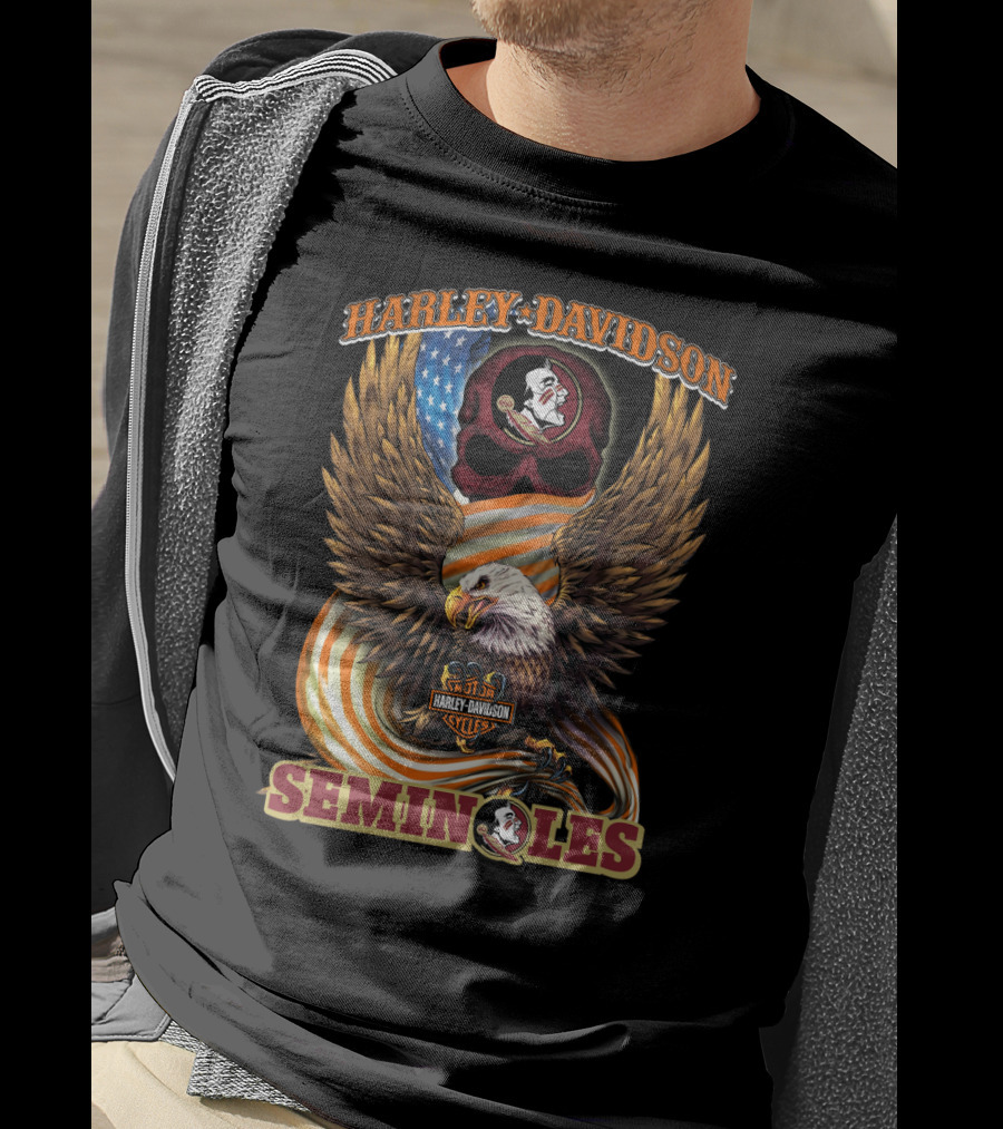 Harley Davidson Florida State Seminoles Cycles American Eagle T-Shirt