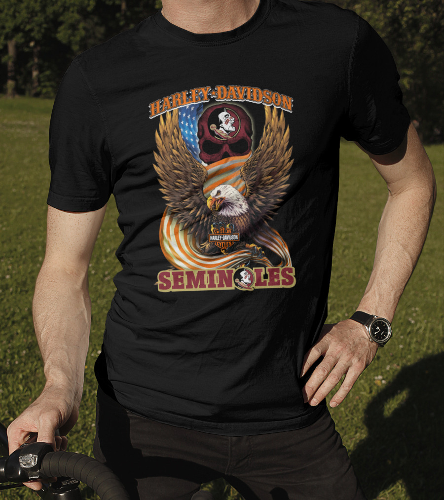 Harley Davidson Florida State Seminoles Cycles American Eagle T-Shirt