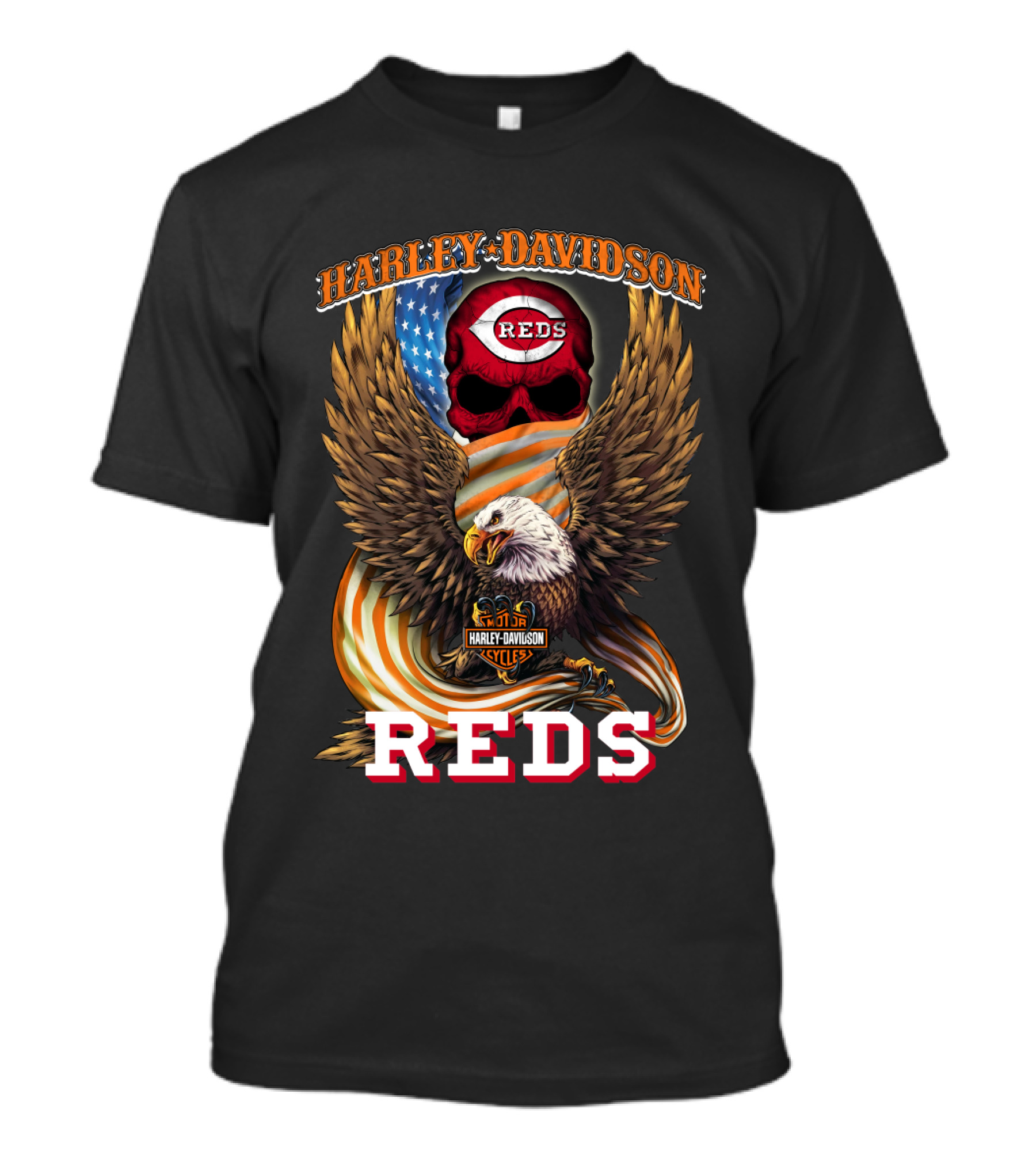 Harley Davidson Cincinnati Reds American Eagle Cycles T-Shirt