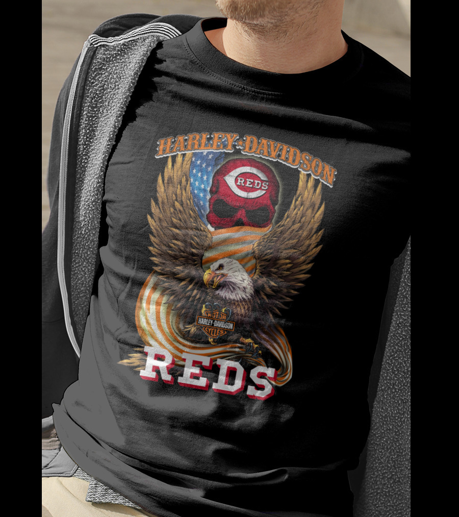 Harley Davidson Cincinnati Reds American Eagle Cycles T-Shirt