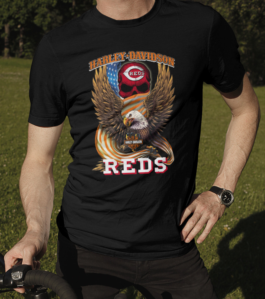 Harley Davidson Cincinnati Reds American Eagle Cycles T-Shirt