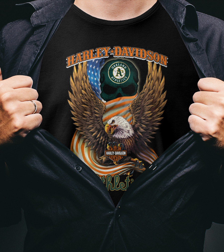 Harley Davidson Oakland Athletics American Eagle Cycles T-Shirt
