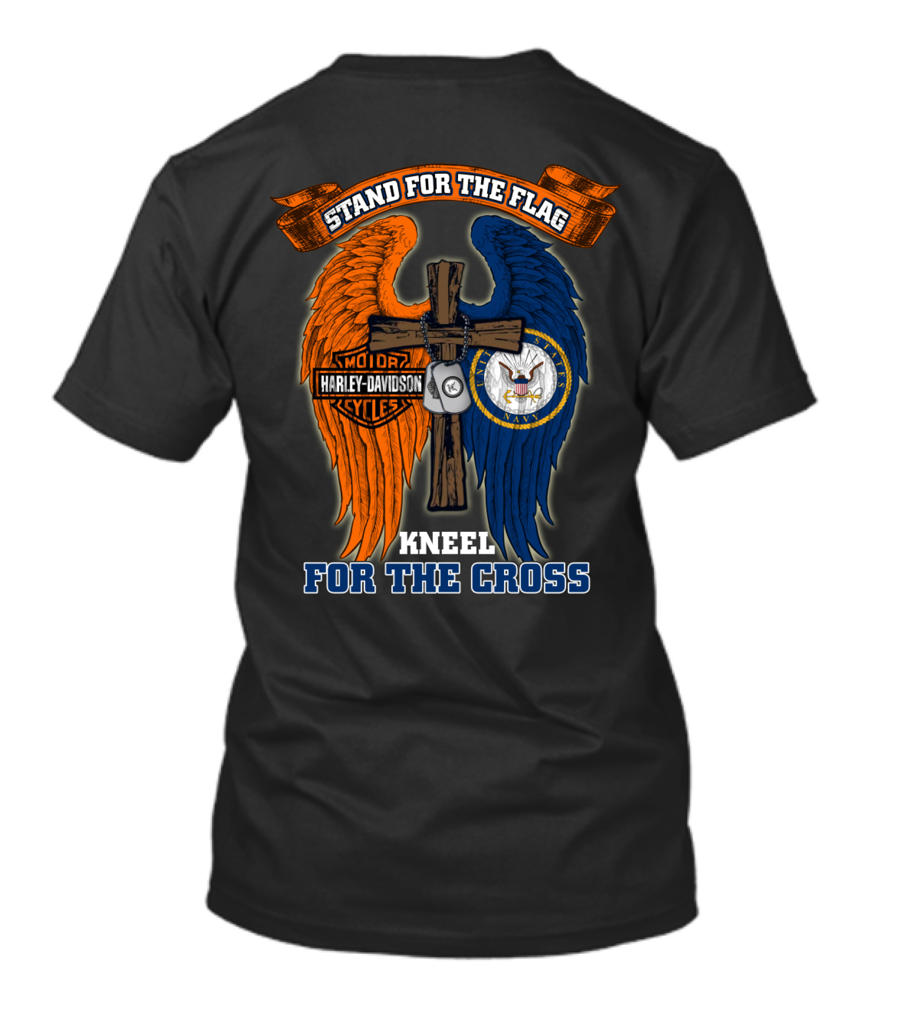 Stand For The Flag Harley Davidson Us Navy Kneel For The Cross T-Shirt